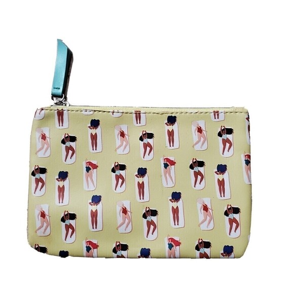 IPSY Bag Yellow Swimsuit  Summer Zipper Pouch Makeup Travel Lined Vinyl - Picture 1 of 2